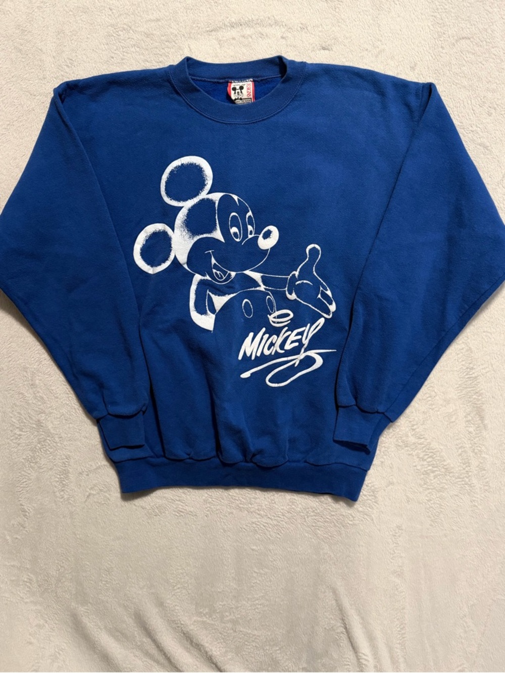 Disney Blue Crewneck Sweatshirt with White Mickey Graphic